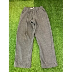 Nike Mens Baggy Sweatpants Gray Wide Leg Open Hem Swoosh Joggers Small